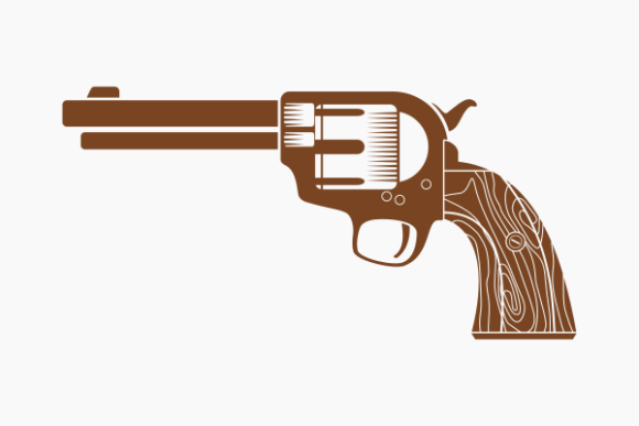 Monochrome Old Classic Vintage Revolver: A Timeless Embroidery Design